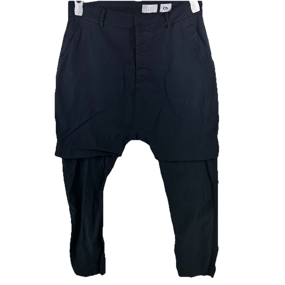 Ch. Chapter 2139 3207 black double-layered drop-crotch pants Men 33 Labyrinth